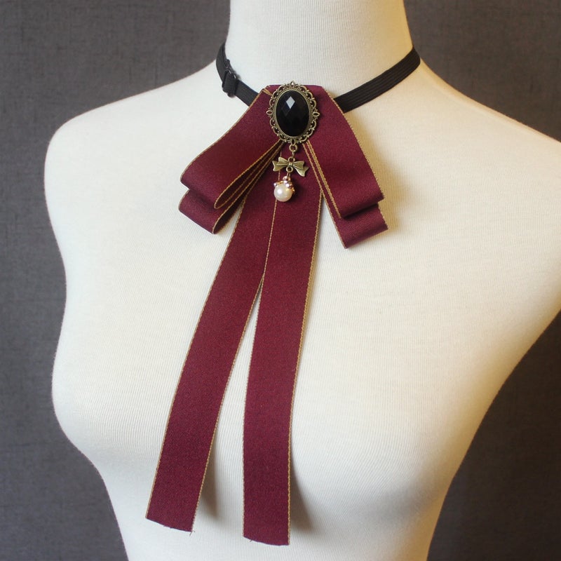Solid Casual Ribbon Bow Tie Unisex Shirt Accessory 02-Fuchsia