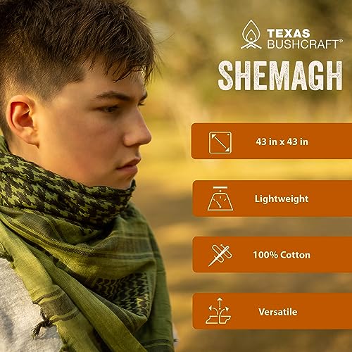 Texas Bushcraft Tactical Shemagh - Authentic Keffiyeh 100% Cotton for your Camping, Hiking and Backpacking Gear (Drab Green) - Image 4