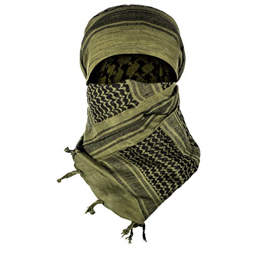 Texas Bushcraft Tactical Shemagh - Authentic Keffiyeh 100% Cotton for your Camping, Hiking and Backpacking Gear (Drab Green) - Image 1