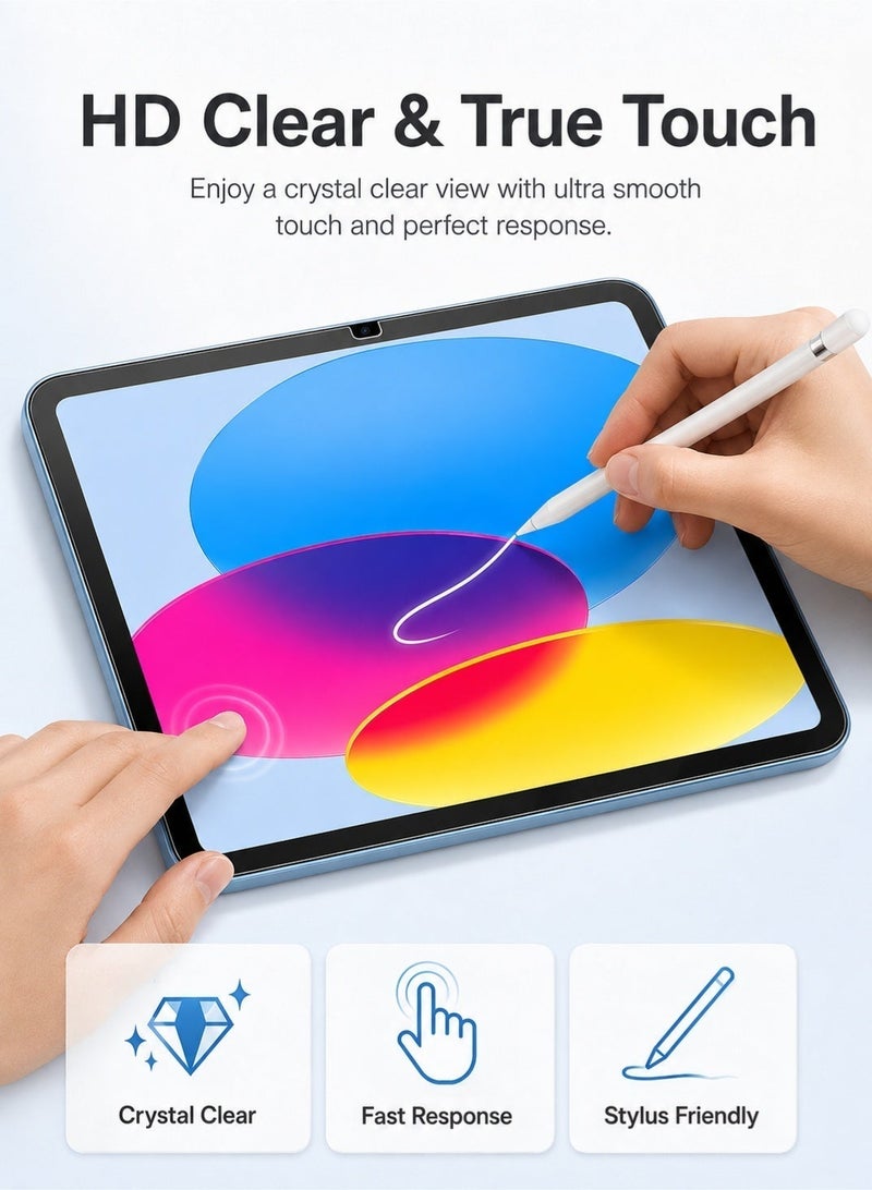phomemo 2 Pack Screen Protector for iPad A16 2025 11th / iPad 10th 10.9" 2022, HD Clear Tempered Glass Film Guard, 9H Hardness Anti-Scratch Screen Protector for iPad 11th Gen A3354/A3355/A3356, 10th Gen A2696/A2757/A2777 - Image 3