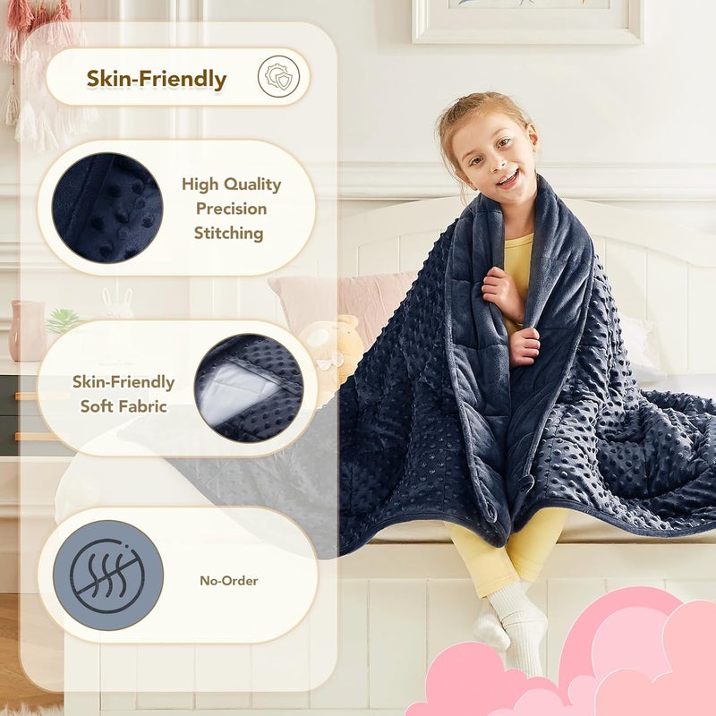 CuteKing Weighted Blanket - Weighted Blanket with Premium Glass Beads - Heavy Blanket Crystal Velvet for Comfortable Rest - Thick Blanket All Season (5lbs, 36"x48", Blue Bubble) - Image 5