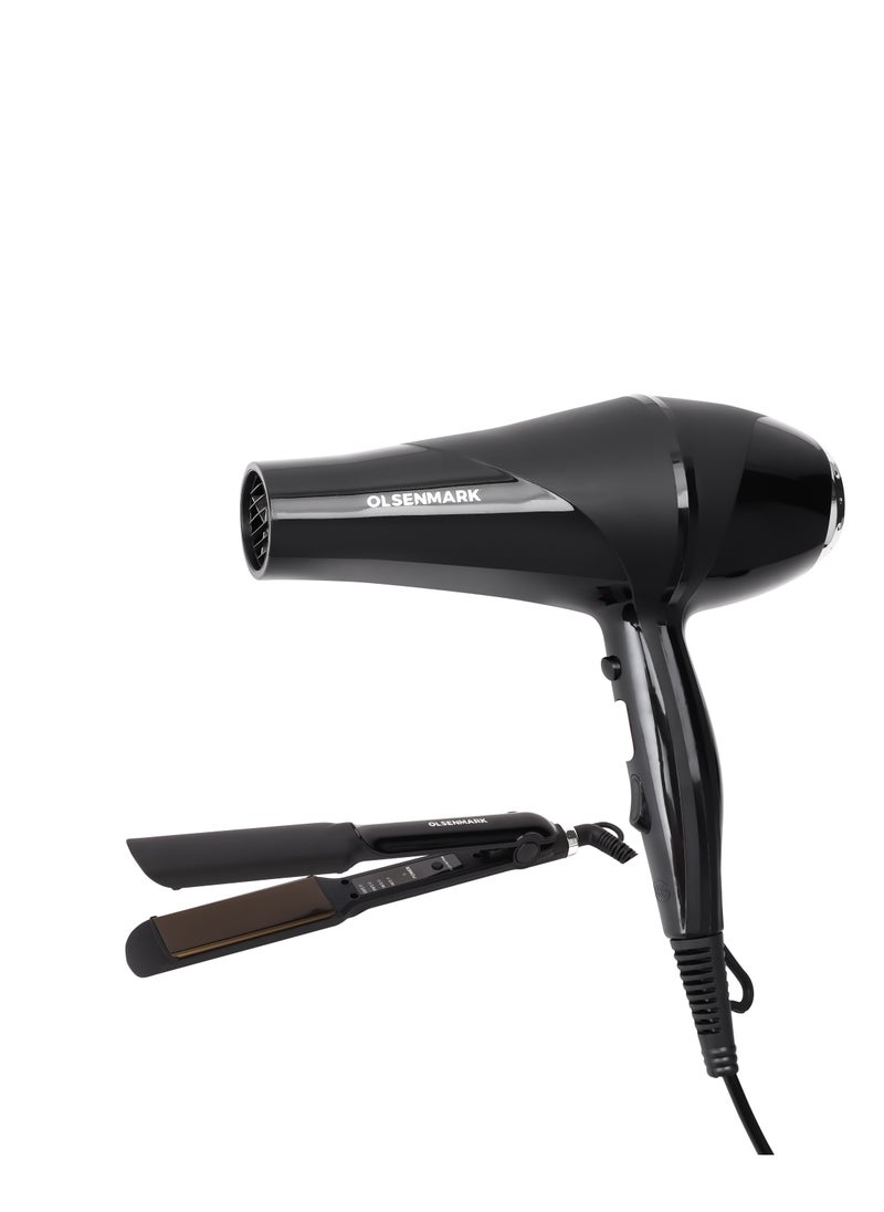 Olsermark Olsenmark 2-in-1 Professional Hair Styling Kit Dryer, Straightener, 2 Speed and 3 Level PTC Heater, DC Motor  - Image 1