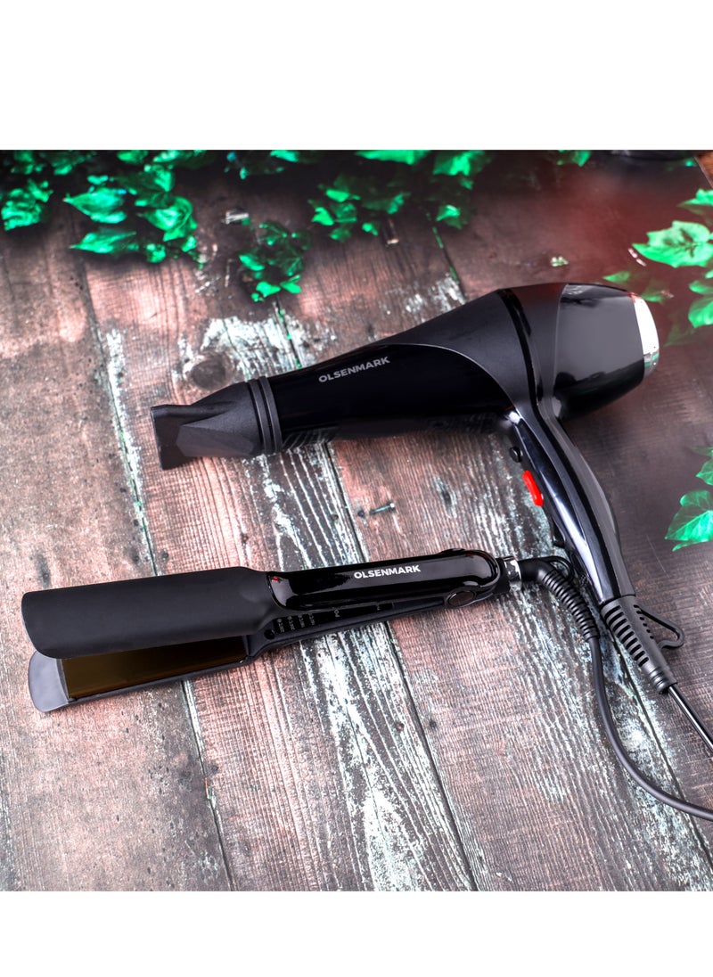 Olsermark - Olsenmark 2-in-1 Professional Hair Styling Kit Dryer, Straightener, 2 Speed and 3 Level PTC Heater, DC Motor - Image 1