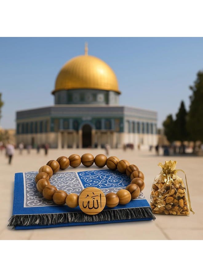 سوار الله من خشب الزيتون من القدس - مجوهرات إسلامية دينية - هدايا للمسلمين للنساء - أساور للنساء والرجال، كبيرة، بنية - Image 3