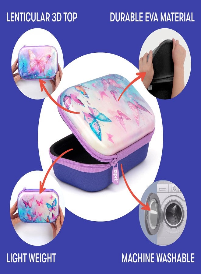 ZIPIT 3D Pencil Case for Girls, Lenticular Pencil Box for School, Large Capacity Stationery Organizer Box, Butterflies - Image 4
