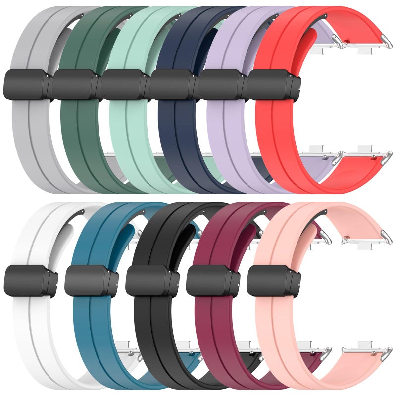 إيروريكس لساعة Redmi Watch 3 Active / Watch 3 Lite ذات الرأس المسطح والأخدود القابل للطي وسوار ساعة من السيليكون باللون الأسود (أزرق داكن) - Image 3