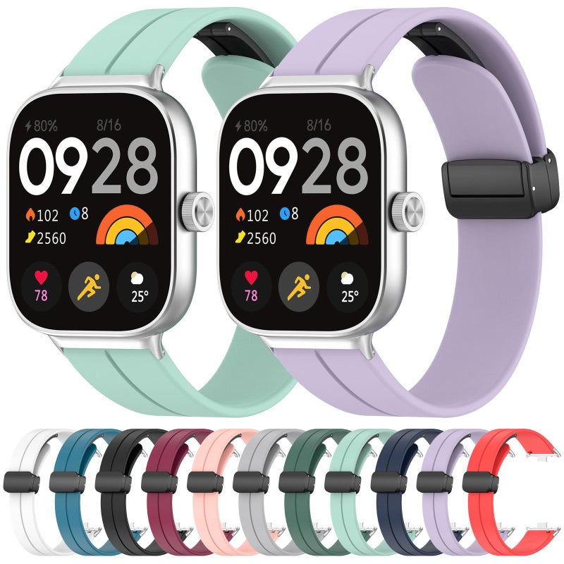 إيروريكس لساعة Redmi Watch 3 Active / Watch 3 Lite ذات الرأس المسطح والأخدود القابل للطي وسوار ساعة من السيليكون باللون الأسود (أزرق داكن) - Image 2