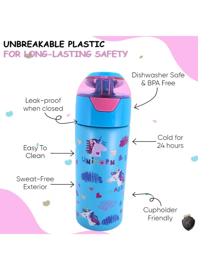 i-kola UNI BLUE 400 ML Kids Water Bottle for School | BPA-Free Stainless Steel Water Bottle for Boys & Girls | Leakproof, Unbreakable, Easy to Drink, Quick Open Lock (TS-9226 AS 2) - Image 4