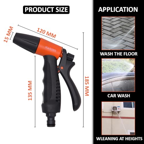 Harden Adjustable Water Spray Gun for Garden Hose Nozzle, Lawn, Pet Cleaning, Car Washer, Bike Washing Spray Gun - Multi Adjustable Water Sprayer Gun - 633141 - Image 3