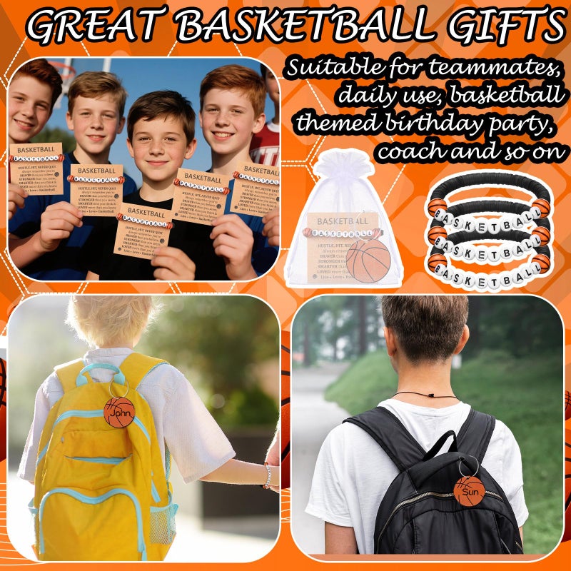 Ecation 80 Pcs Basketball/Softball/Soccer/Volleyball 20 Bracelet 20 Luggage Tags DIY Name Keychain with 20 Cards 20 Gift Bag(Black,Basketball) - Image 5