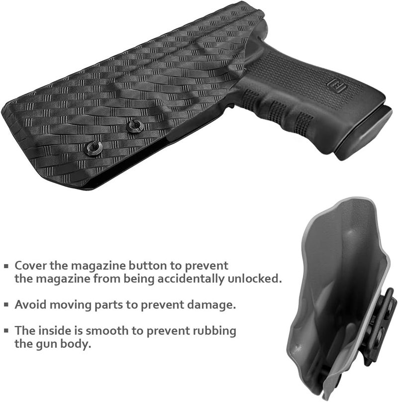 POLE.CRAFT IWB Kydex Holster Custom Fit: Glock 17 (Gen 1-5) / Glock 22 Glock 31 (Gen 3-4) Pistol - Inside Waistband Carry - Adj. Cant Retention - Cover Mag-Button - No Wear - No Jitter - Image 5