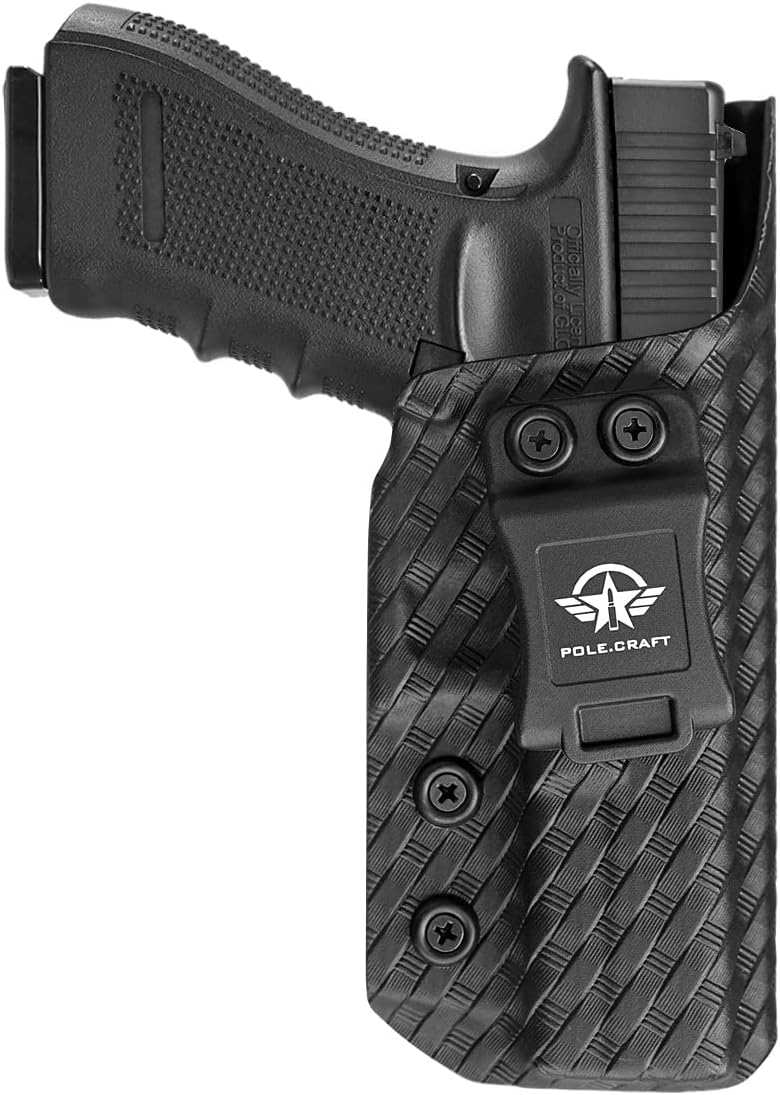POLE.CRAFT IWB Kydex Holster Custom Fit: Glock 17 (Gen 1-5) / Glock 22 Glock 31 (Gen 3-4) Pistol - Inside Waistband Carry - Adj. Cant Retention - Cover Mag-Button - No Wear - No Jitter - Image 1