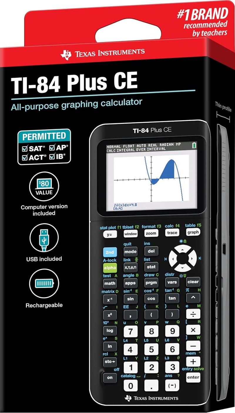 Texas Instruments TI-84 Plus CE Graphing Calculator, Black 7.5 Inch - Image 2