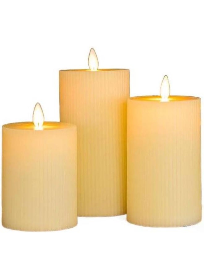 MOMENT Flameless Candles, Set Of 3 Flameless Pillar Candles, Battery Operated Fake Candle, Led Flameless Candles Flickering, Elegant Wickless Design, Perfect For Home Decor - Image 1