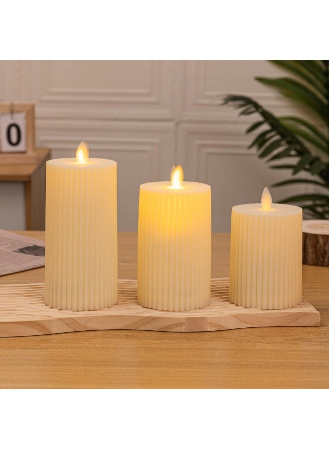 MOMENT Flameless Candles, Set Of 3 Flameless Pillar Candles, Battery Operated Fake Candle, Led Flameless Candles Flickering, Elegant Wickless Design, Perfect For Home Decor - Image 4