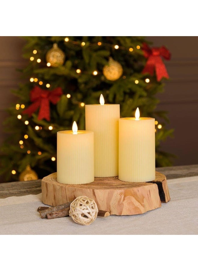 MOMENT Flameless Candles, Set Of 3 Flameless Pillar Candles, Battery Operated Fake Candle, Led Flameless Candles Flickering, Elegant Wickless Design, Perfect For Home Decor - Image 3