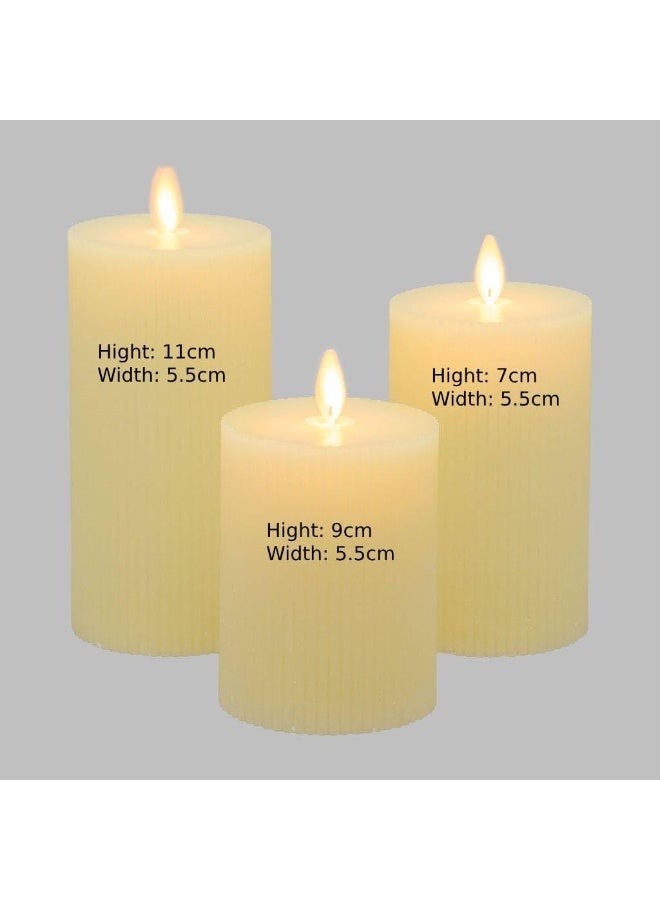 MOMENT Flameless Candles, Set Of 3 Flameless Pillar Candles, Battery Operated Fake Candle, Led Flameless Candles Flickering, Elegant Wickless Design, Perfect For Home Decor - Image 2