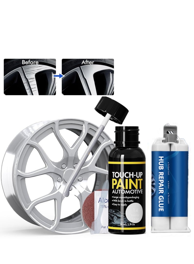 PaintLab Silver Rim Touch Up, Rim Repair Kit Curb Rash Repair Wheel Touch Up Paint Rim Scratch Repair Automotive Rim Hit Curb Damage Repair for Quickly Fix Rim Scratches, Chips and Surface Damage - Image 1