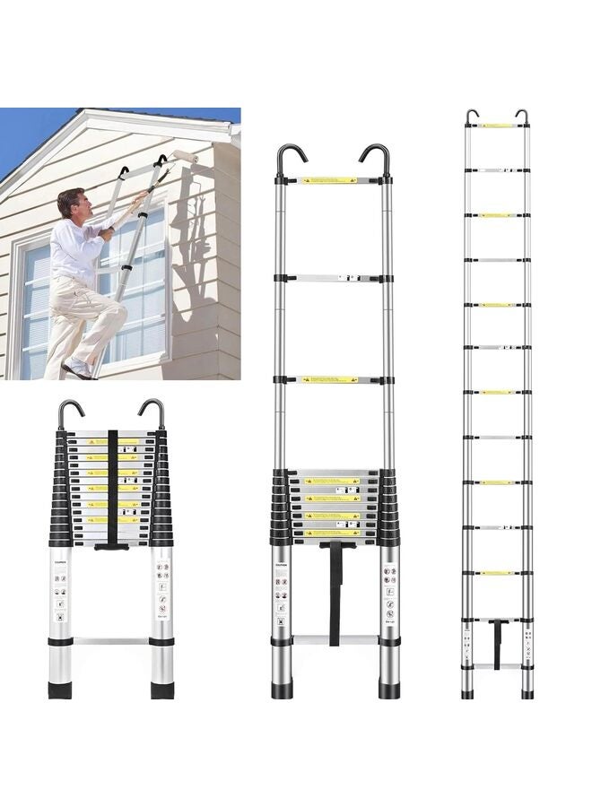 Telescopic Ladder, 6.5FT Aluminum Telescoping Ladder with Non-Slip Feet and Stable Hook, Portable Extension Ladder for Household and Outdoor Working, 330lb Capacity - Image 1