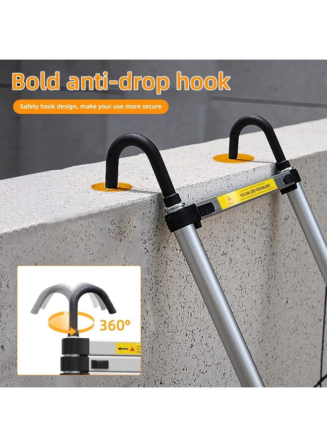 Telescopic Ladder, 6.5FT Aluminum Telescoping Ladder with Non-Slip Feet and Stable Hook, Portable Extension Ladder for Household and Outdoor Working, 330lb Capacity - Image 5