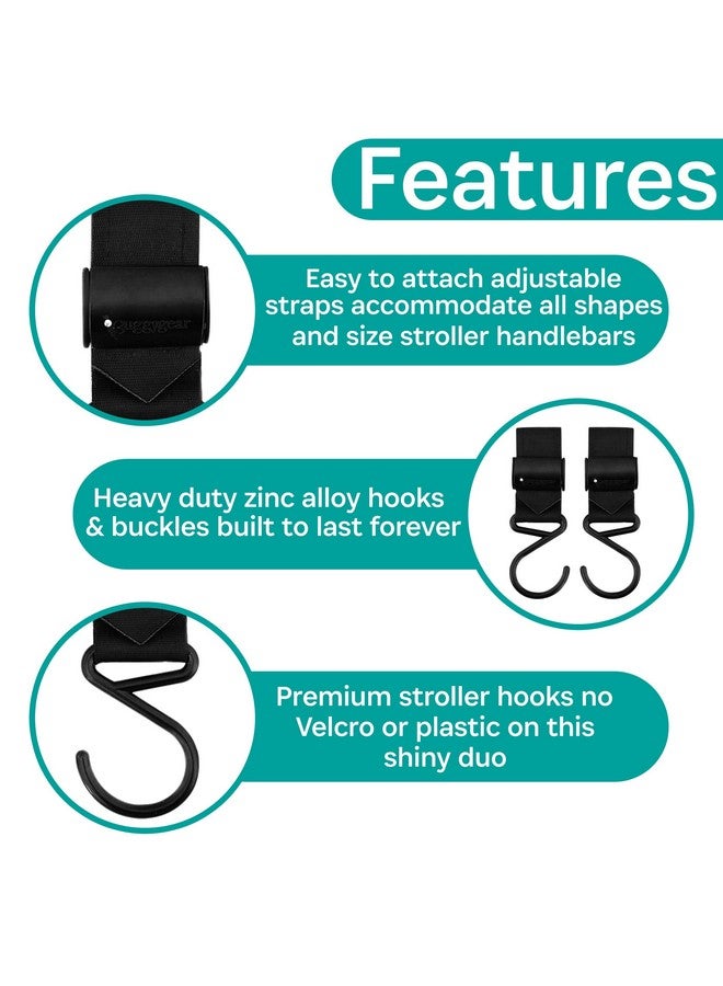 BuggyGear Boutique Buggy Hooks Set of 2 by Buggygear - A Perfect Accessory for Your Baby Stroller or Jogger - Hang Your Purse, Diaper Bag, or Shopping Bags with Ease - Great for Large Bags That Wont Pack Well - Image 2