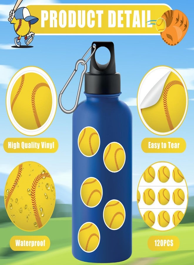 sodknow 120 Pcs Softball Stickers for Kids, 24 Sheets 1.18 Inch Round Vinyl Softball Reward Stickers for Water Bottles, Folders, Reward Charts, Planner, Team Treat Bags, Classroom and Party Favors - Image 3