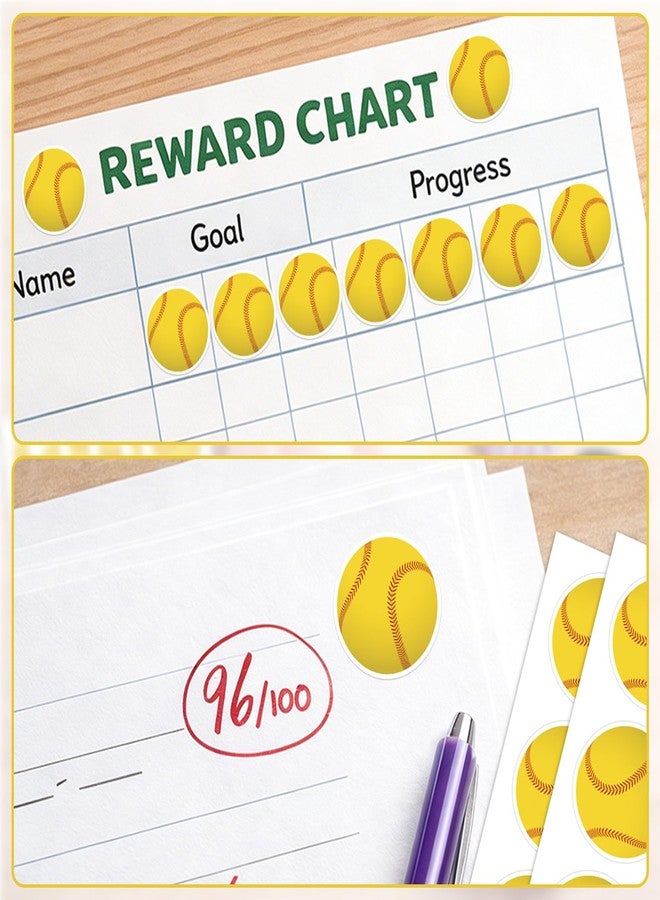 sodknow 120 Pcs Softball Stickers for Kids, 24 Sheets 1.18 Inch Round Vinyl Softball Reward Stickers for Water Bottles, Folders, Reward Charts, Planner, Team Treat Bags, Classroom and Party Favors - Image 4