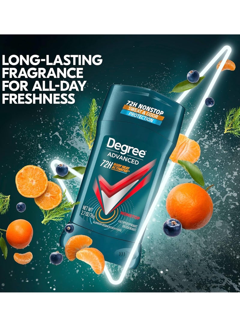 Degree Antiperspirant Deodorant Nonstop 72-Hour Sweat and Odor Protection Antiperspirant For Men With Body Heat Activated Technology 76 gm - Image 2