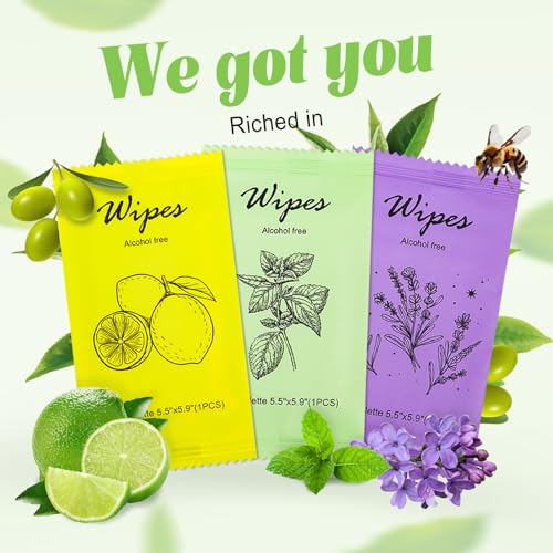 Twoworld Individual Hand Wipes Wet Wipes Travel Size,Wet Wipes Individually Wrapped Bulk Cleansing Travel Size Wipes for Wedding Travel Restaurant Barbecue(60) - Image 2