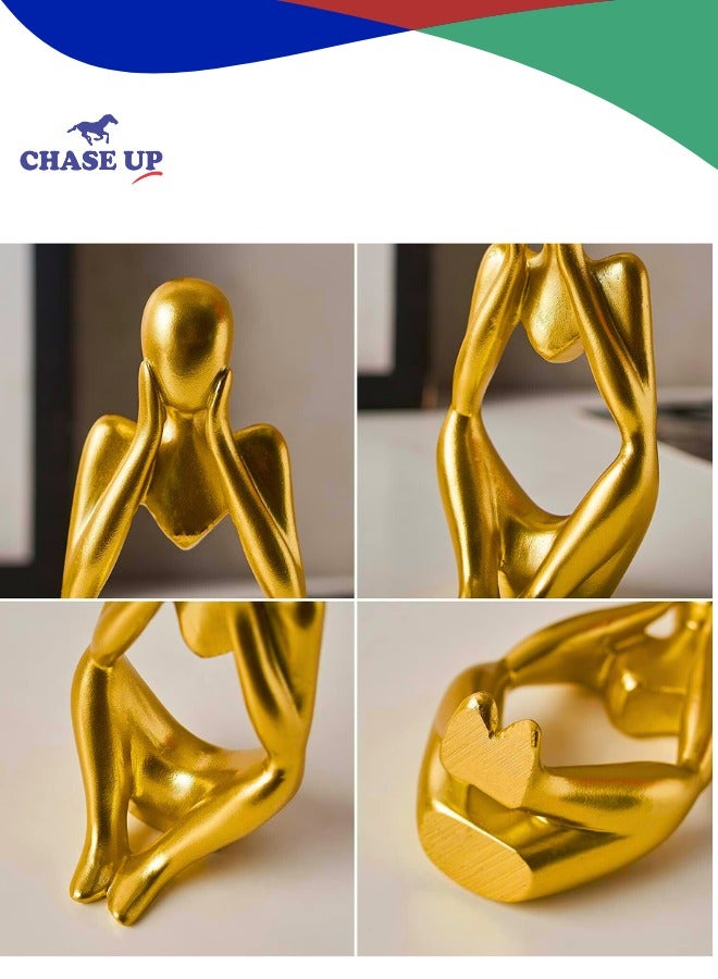 Chase Up Gold Decor Thinker Statue Abstract Art Sculpture, Set of 3, Gold - Image 2