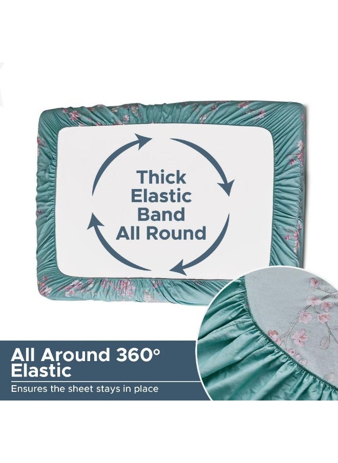Essina King Sheet Set – 3-Pcs Cotton Sheets Set with Extra Deep Pocket Fitted Sheet and 2 Pillow Cases – 620 Thread Count – Sheets for King Size Bed – Cooling Cotton Bed Sheets – Sakura