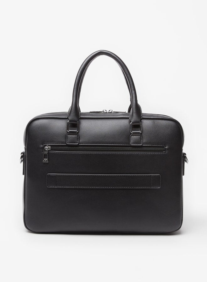 دوتشيني حقيبة مستندات رجالية سادة بحزام قابل للفصل وإغلاق بسحاب - Image 3