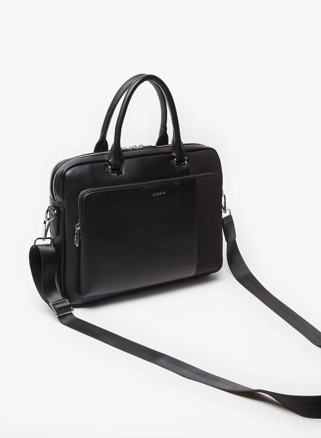 DUCHINI Men's Solid Portfolio Bag with Detachable Strap and Zip Closure