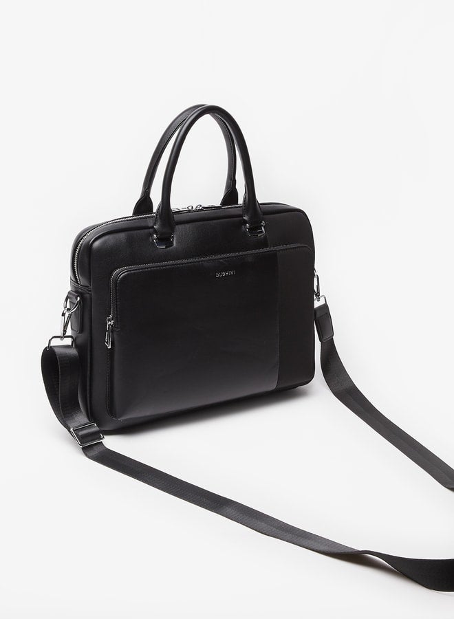 دوتشيني حقيبة مستندات رجالية سادة بحزام قابل للفصل وإغلاق بسحاب - Image 2