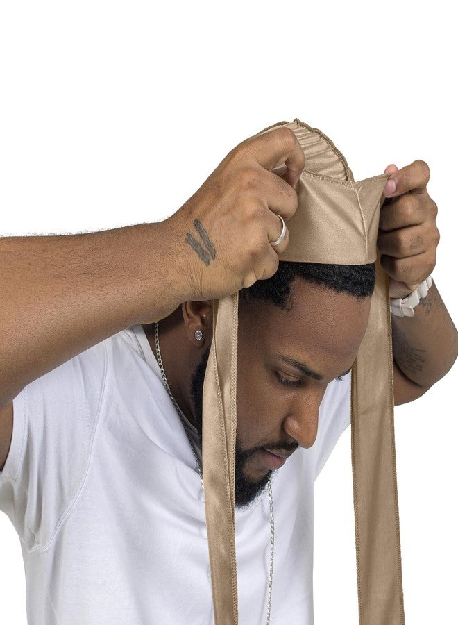 ForceWave 2 Pieces Silky Durag Pack for Men Women Waves, Premium Satin Deluxe Du-rag, Champagne+sage, One size - Image 3