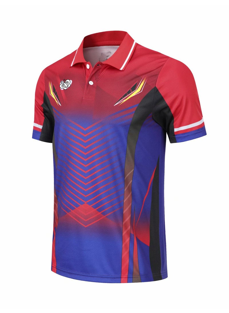 Generic New Style Table Tennis Clothes Mens and Womens Top Quick-drying Breathable Summer Mens and Womens Table Tennis Lapel T-shirt 6079 Men's red top 
