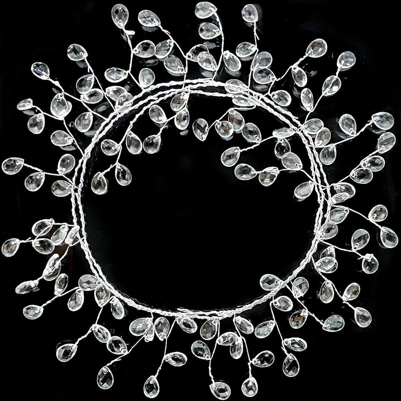 Jishi 20 FT Ice Wire Clear Crystal Teardrop Diamond Ice Beads Ornament Christmas Tree Decorations Acrylic Plastic Teardrop Jewel String Branch Garland Strands for DIY Wreath Crafts