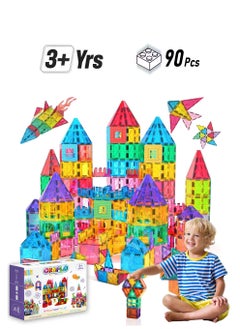 GRAFLO GRAFLO Magnetic Building Blocks & Construction Blocks Set for Kids - 90 Pcs Vibrant 3D Building Set as Education Toys - Magnetic Toys & Tiles for Kids - Magnetic Block for Kids - Toy for Kids 3+ Years  - Image 1