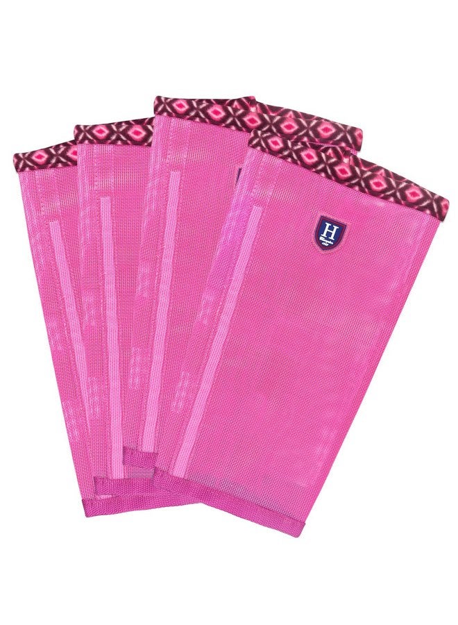 CareMaster Fine Mesh Fly Boots Loose Fitting & Non-Slip Horse Fly Leggings Fleece Air Flow (Set of 4) Hot Fuchsia Small - Image 2