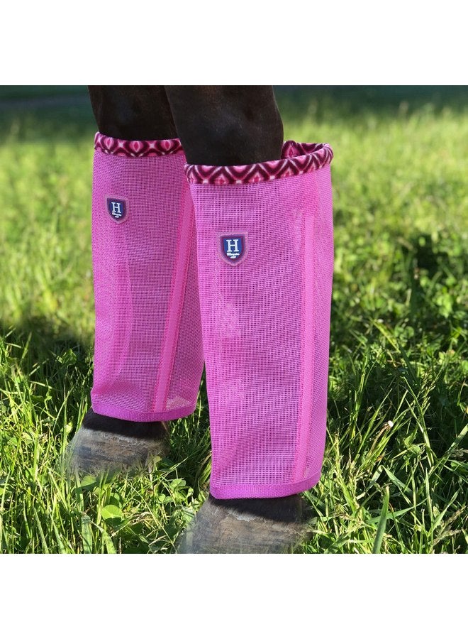 CareMaster Fine Mesh Fly Boots Loose Fitting & Non-Slip Horse Fly Leggings Fleece Air Flow (Set of 4) Hot Fuchsia Small - Image 1