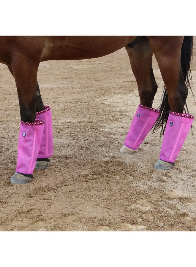 CareMaster Fine Mesh Fly Boots Loose Fitting & Non-Slip Horse Fly Leggings Fleece Air Flow (Set of 4) Hot Fuchsia Small - Image 3