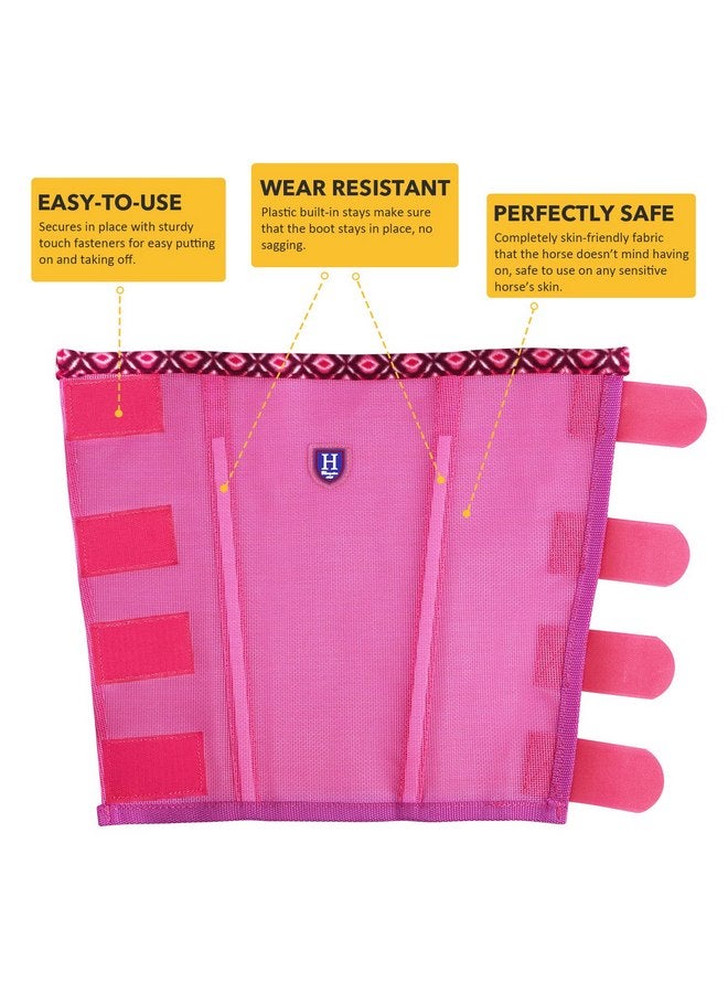 CareMaster Fine Mesh Fly Boots Loose Fitting & Non-Slip Horse Fly Leggings Fleece Air Flow (Set of 4) Hot Fuchsia Small - Image 5