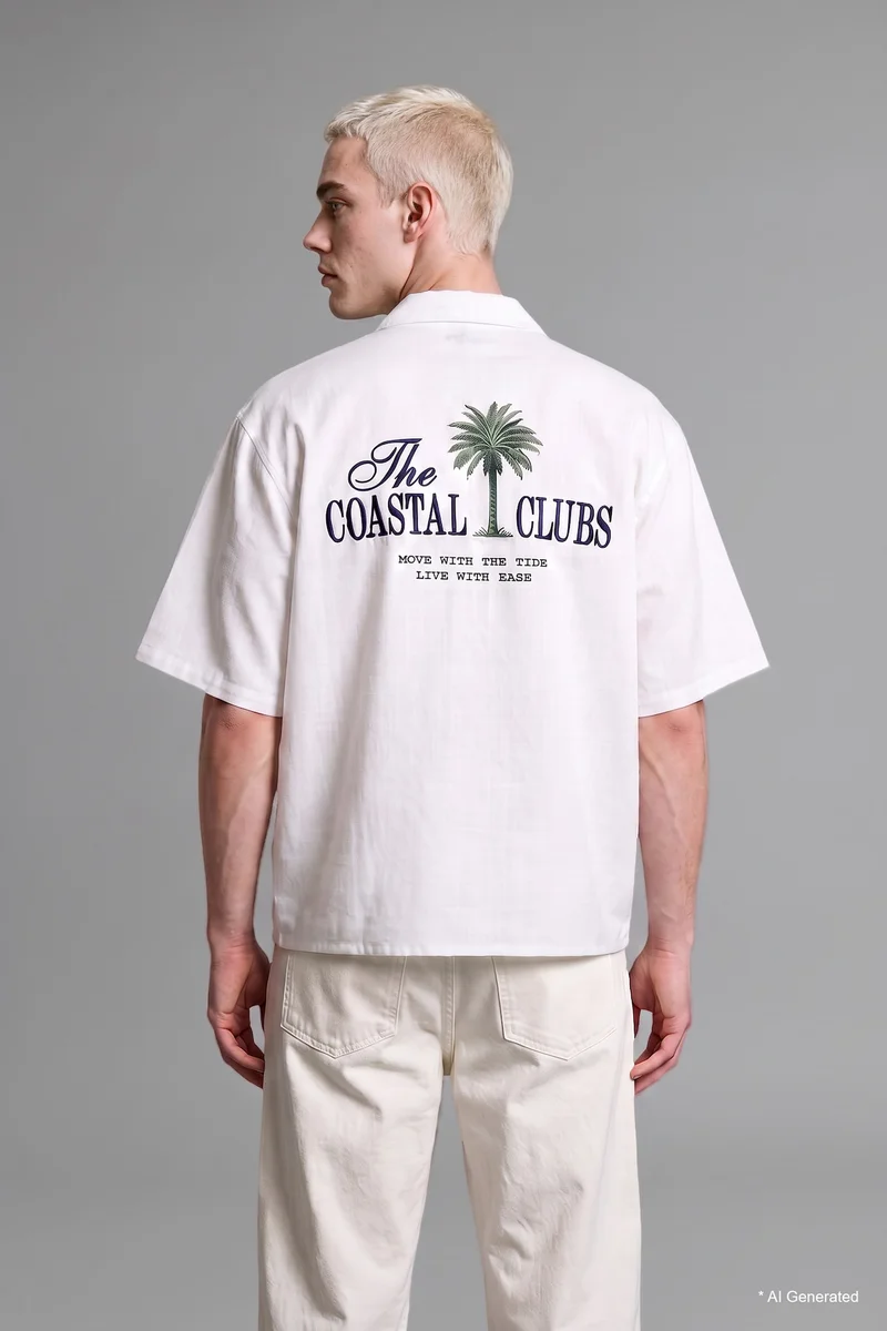 Defacto 100% Cotton Oversize Printed Shirt