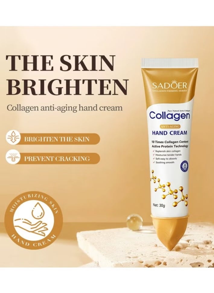 SADOER 2-PACKS Collagen Anti Wrinkle Hand Cream, Nourishing Whitening Moisturizing Skin Care Cream, Fast Absorbing Anti Ageing Hand Cream, Smooth And Soft Skin Repair Cream To Remove Wrinkles Darkness 30g*2  - Image 4