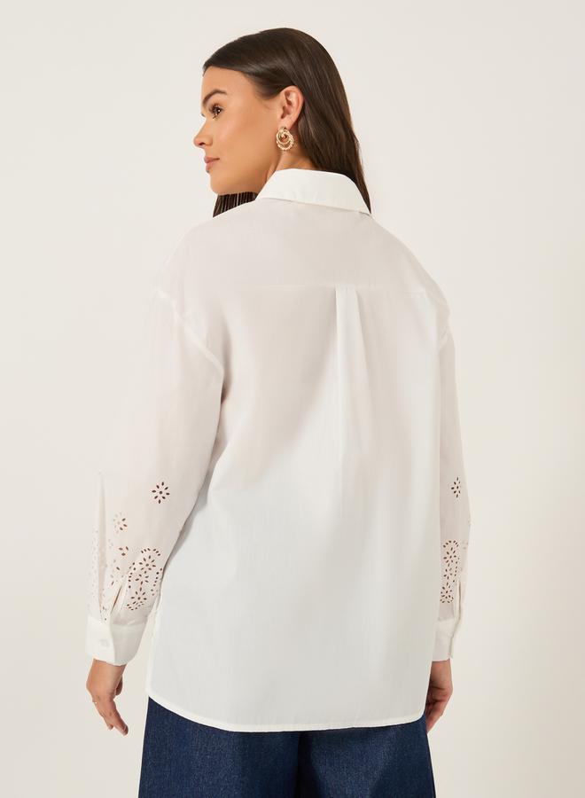 ستايلي قميص بأكمام طويلة وقصة ليزر واسعة - Image 4