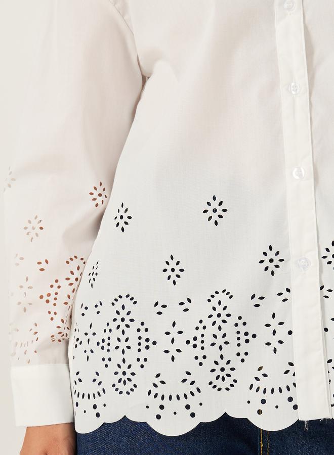 ستايلي قميص بأكمام طويلة وقصة ليزر واسعة - Image 3