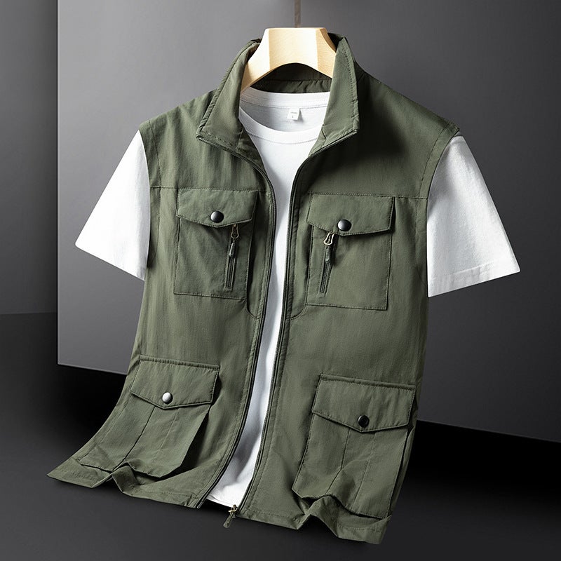 Outdoor Leisure Vest Male Youth Multi-Bag Quick-Drying Vest European, American, Japanese And Korean Military Workwear Functional Waistcoat Tide - Image 1