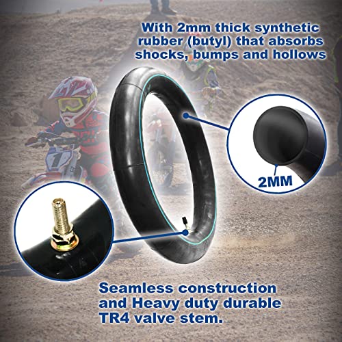 PIVOTRAX 2.50/2.75-14 (60/100-14) 14" Heavy Duty Mini Dirt Bike Inner Tube - 2 mm Reinforced Thickness - TR4 Valve Stem Straight - Image 5