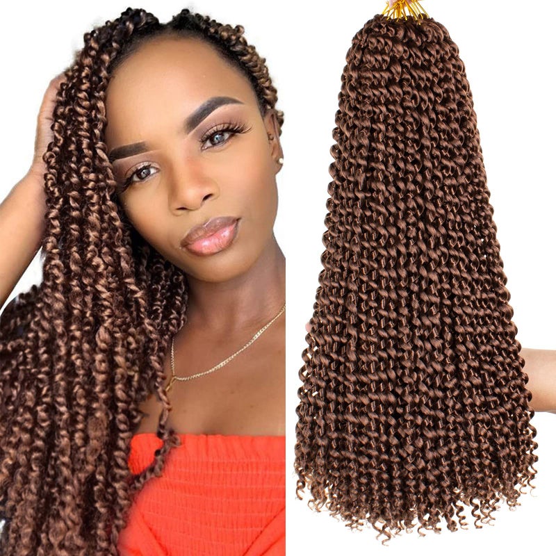 Leeven 7 Pcs Water Wave Crochet Passion Twist Hair For Butterfly Locs 18 Inch Curly Passion Twists Crochet Hair 30 126 Roots Synthetic Hot Water Setting Braiding Hair Extensions