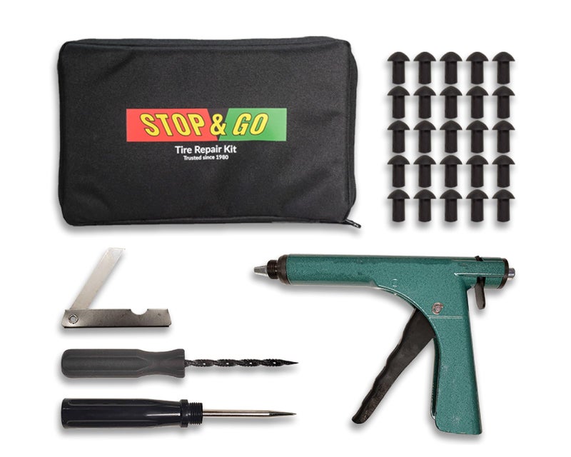 Stop Go 1075 30 Piece Tubeless Tire Plugger Repair Kit for Punctures and Flats on Car Motorcycle ATV Jeep Truck Tractor 25 Mushroom Plugs